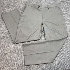 Haggar Expandomatic Gray Dress Pants 38x30 Stretch Waist Comfort Men's Slacks